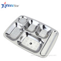 Food grade stainless steel school lunch tray compartment food tray